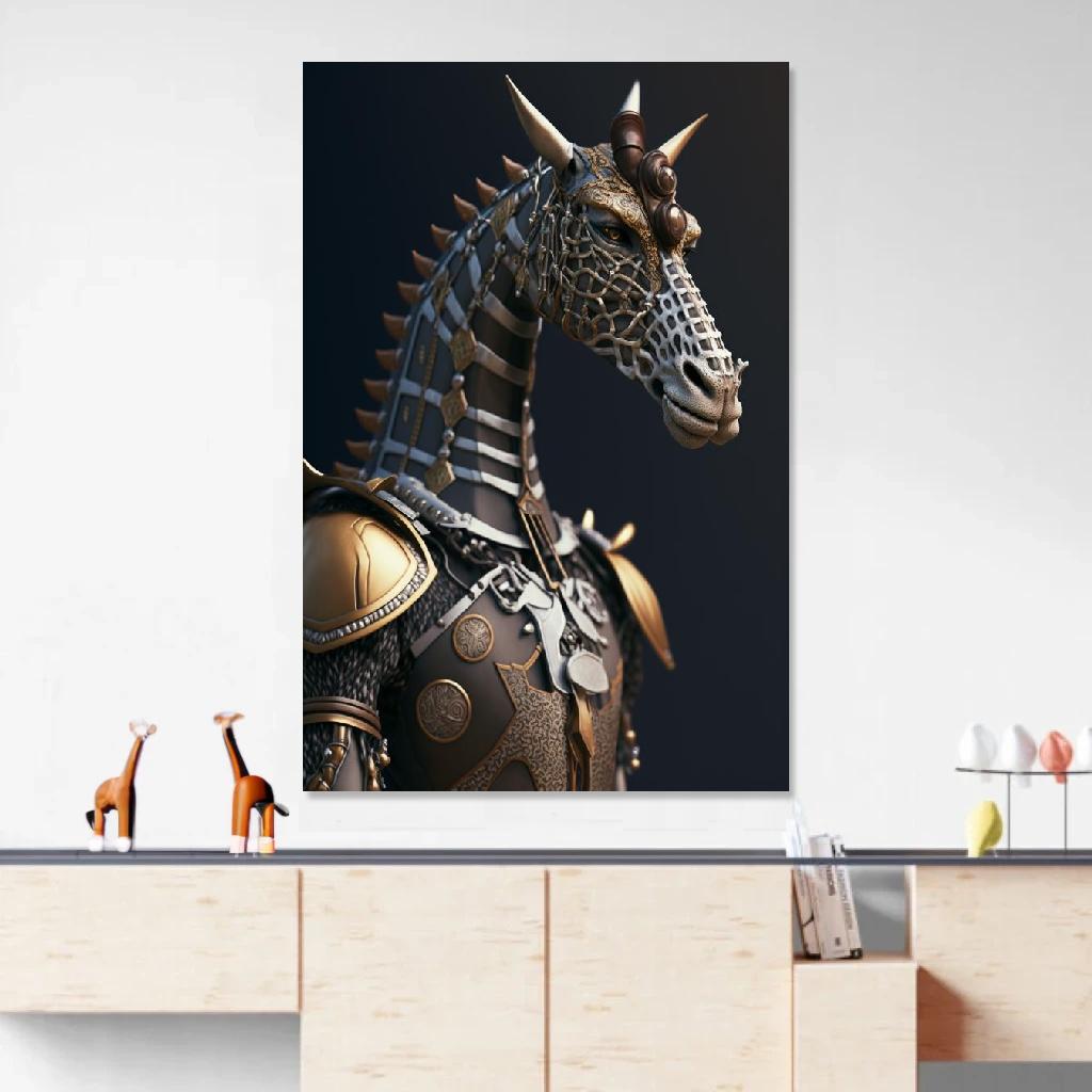 Picture of Giraffe Armor au dessus d'un meuble bas