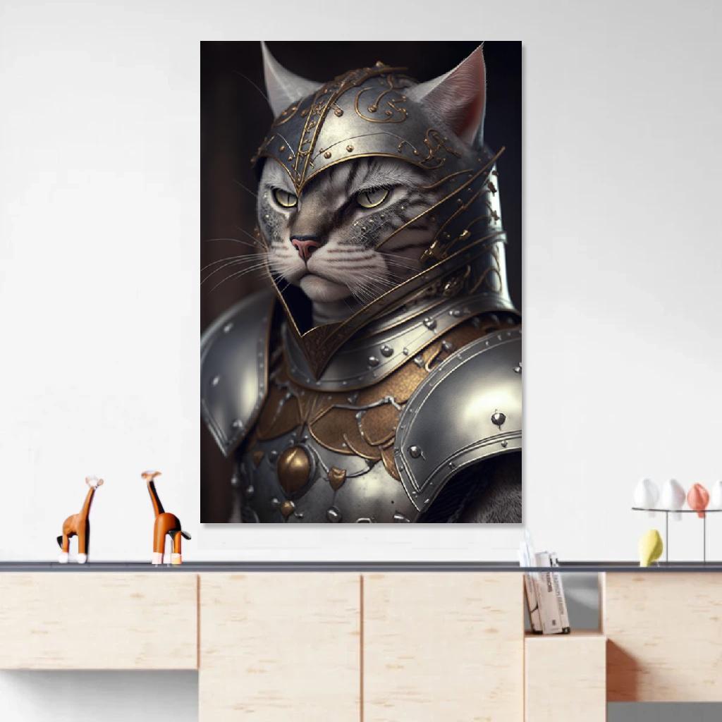 Picture of Cat Armor au dessus d'un meuble bas