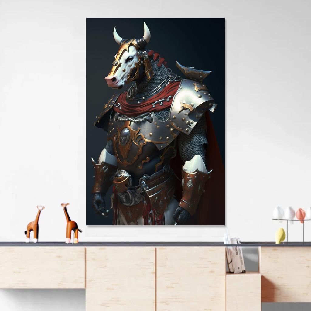 Picture of Cow Armor au dessus d'un meuble bas
