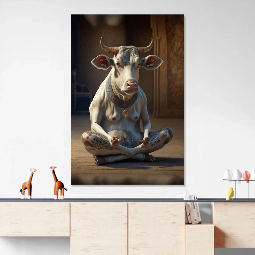 Picture of Cow Yoga au dessus d'un meuble bas