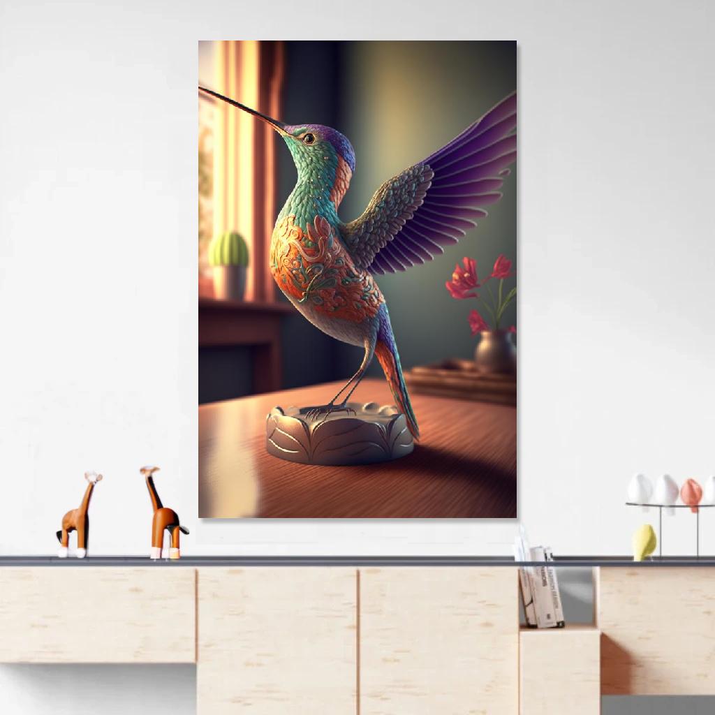 Picture of Humming-bird Yoga au dessus d'un meuble bas