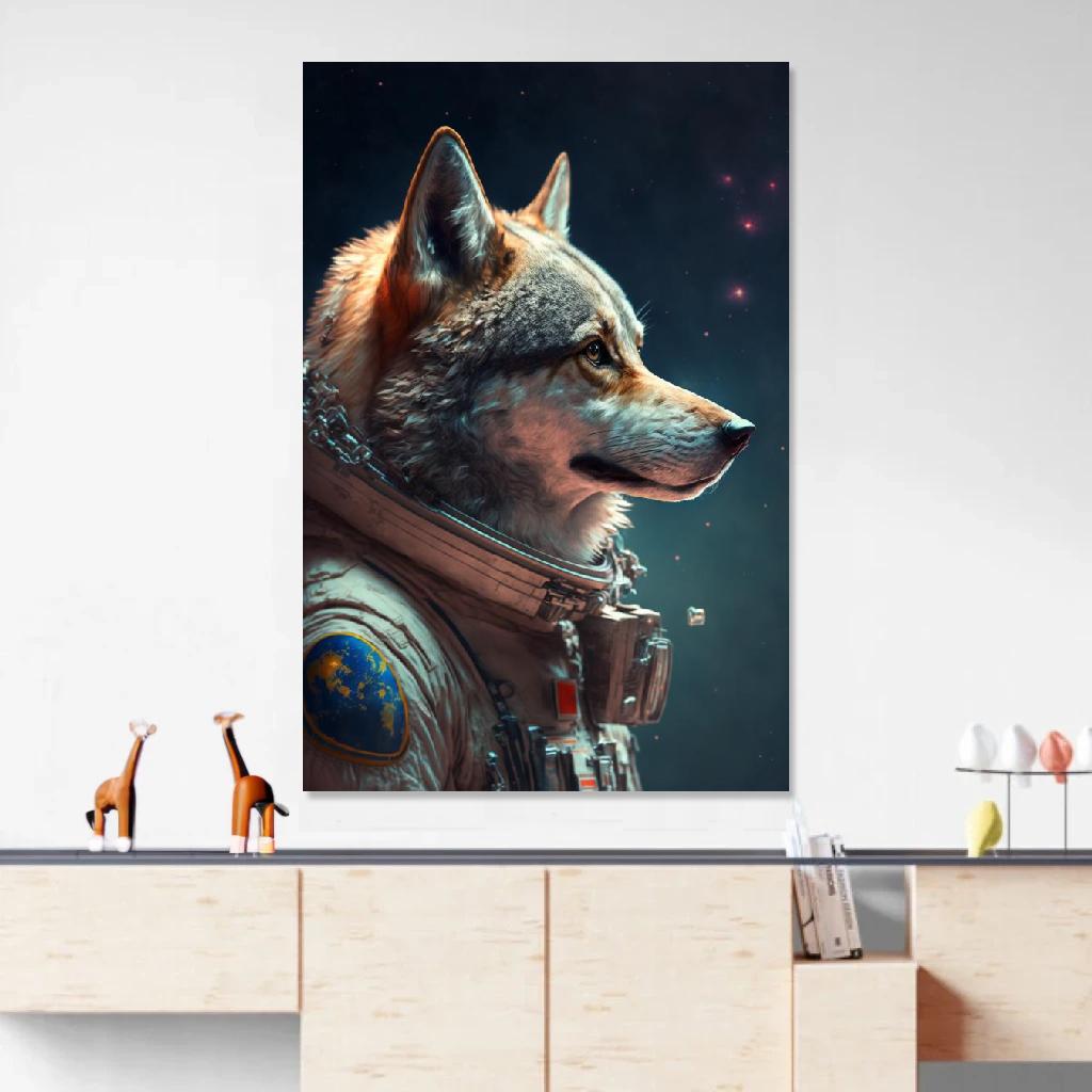Picture of Wolf Astronaut au dessus d'un meuble bas
