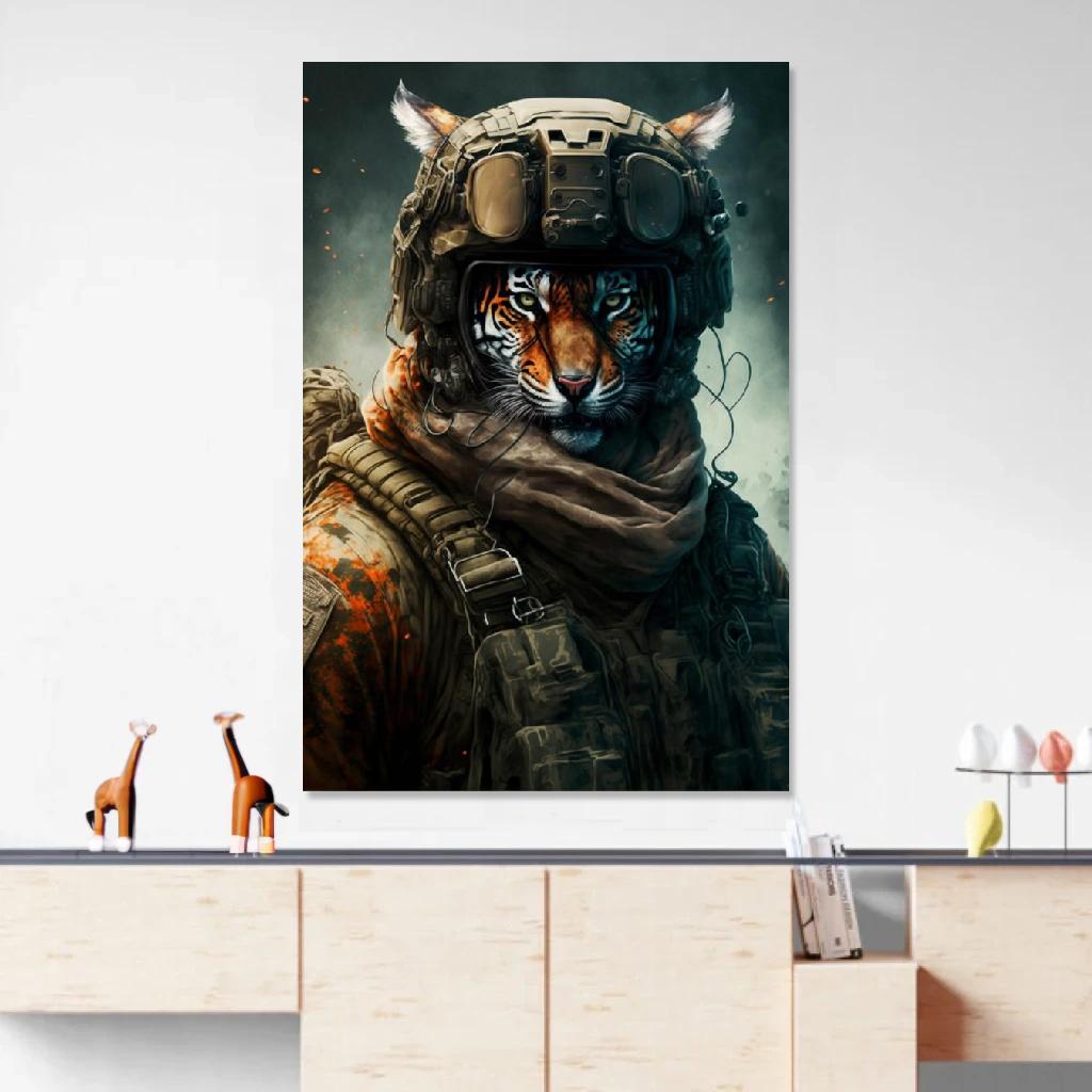 Picture of Tiger Soldier au dessus d'un meuble bas