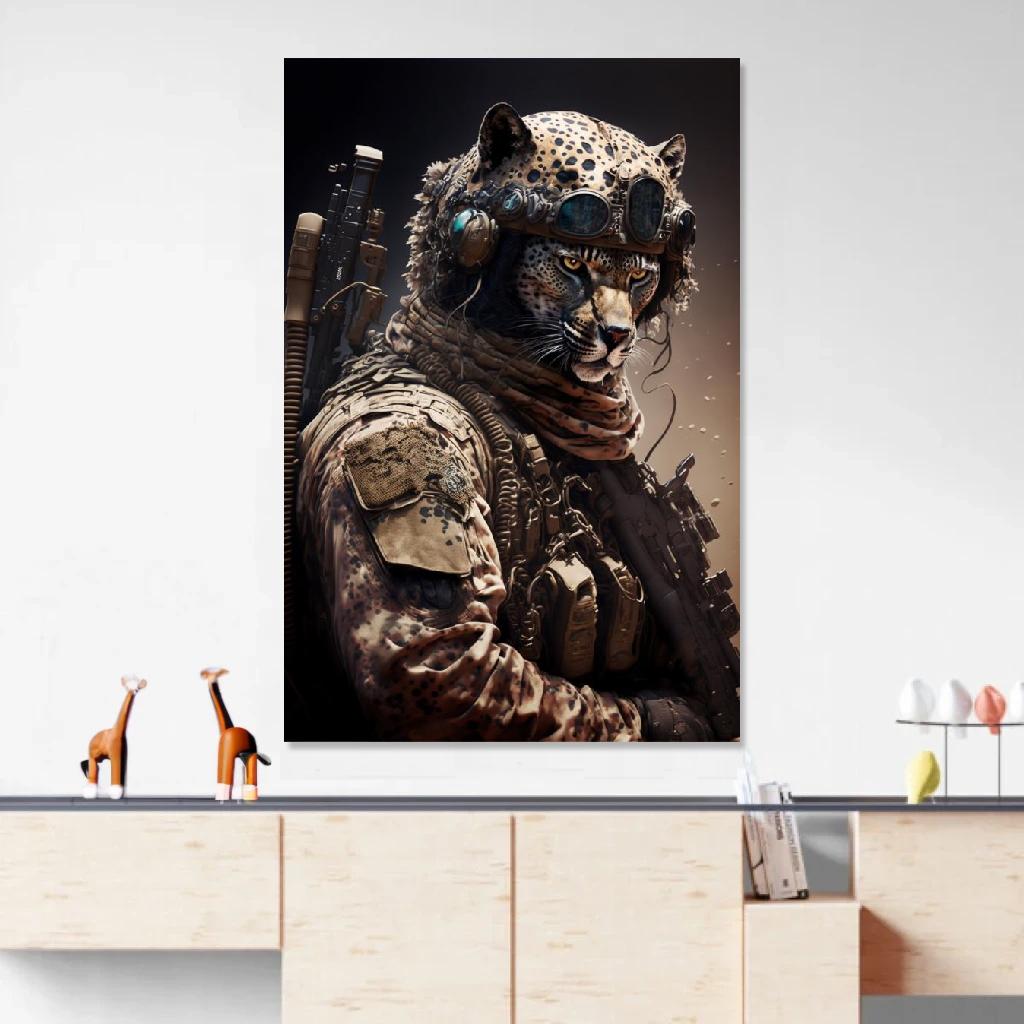 Picture of Leopard Soldier au dessus d'un meuble bas