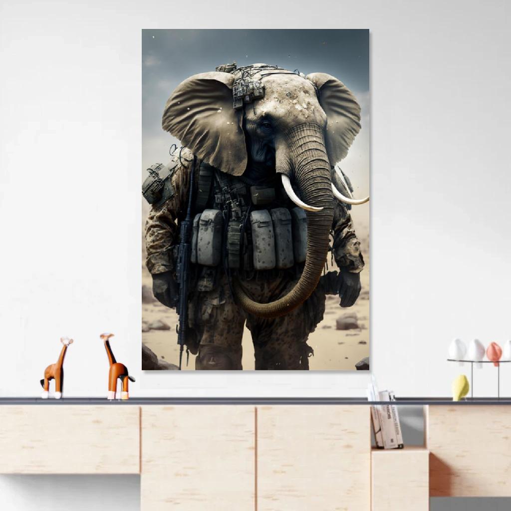 Picture of Elephant Soldier au dessus d'un meuble bas