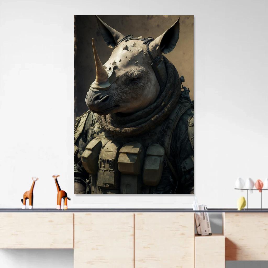 Picture of Rhinoceros Soldier au dessus d'un meuble bas