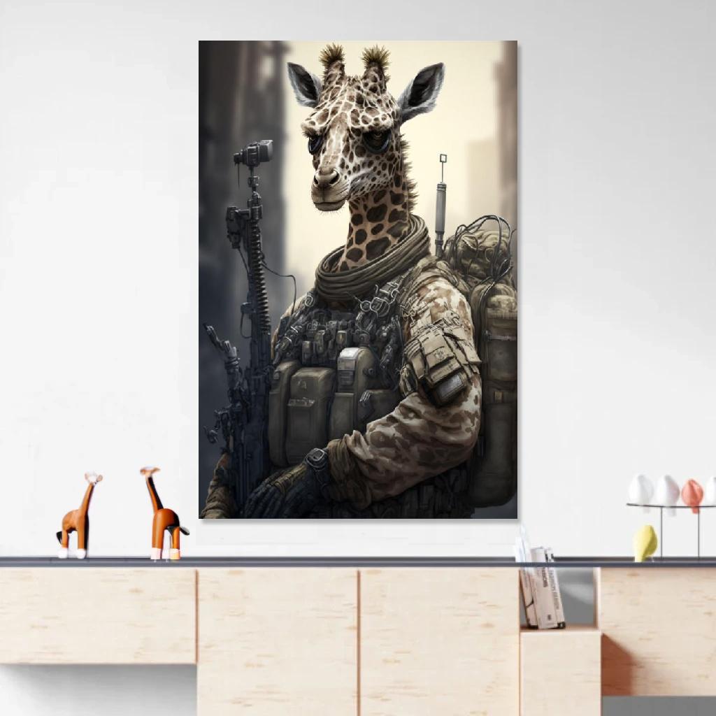 Picture of Giraffe Soldier au dessus d'un meuble bas