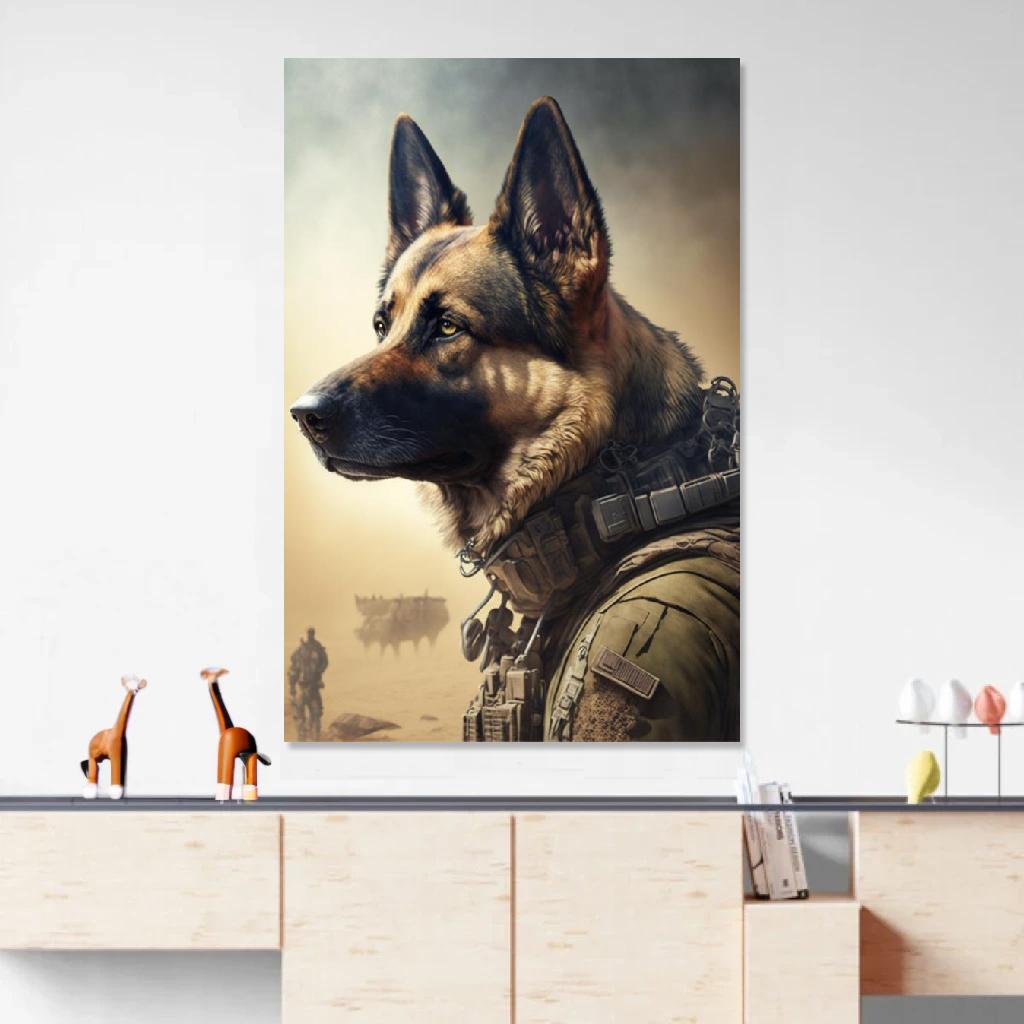 Picture of German shepherd Soldier au dessus d'un meuble bas