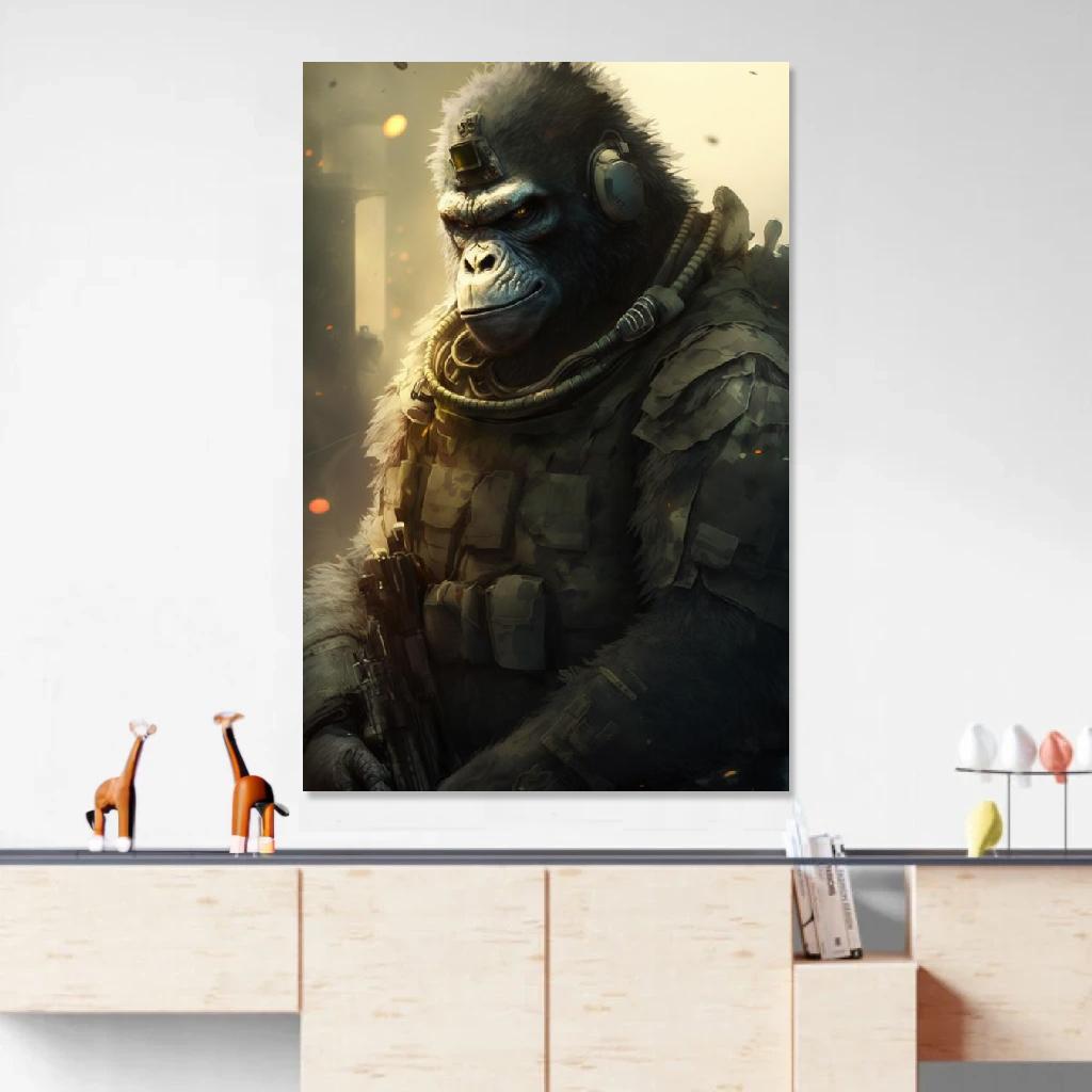 Picture of Gorilla Soldier au dessus d'un meuble bas