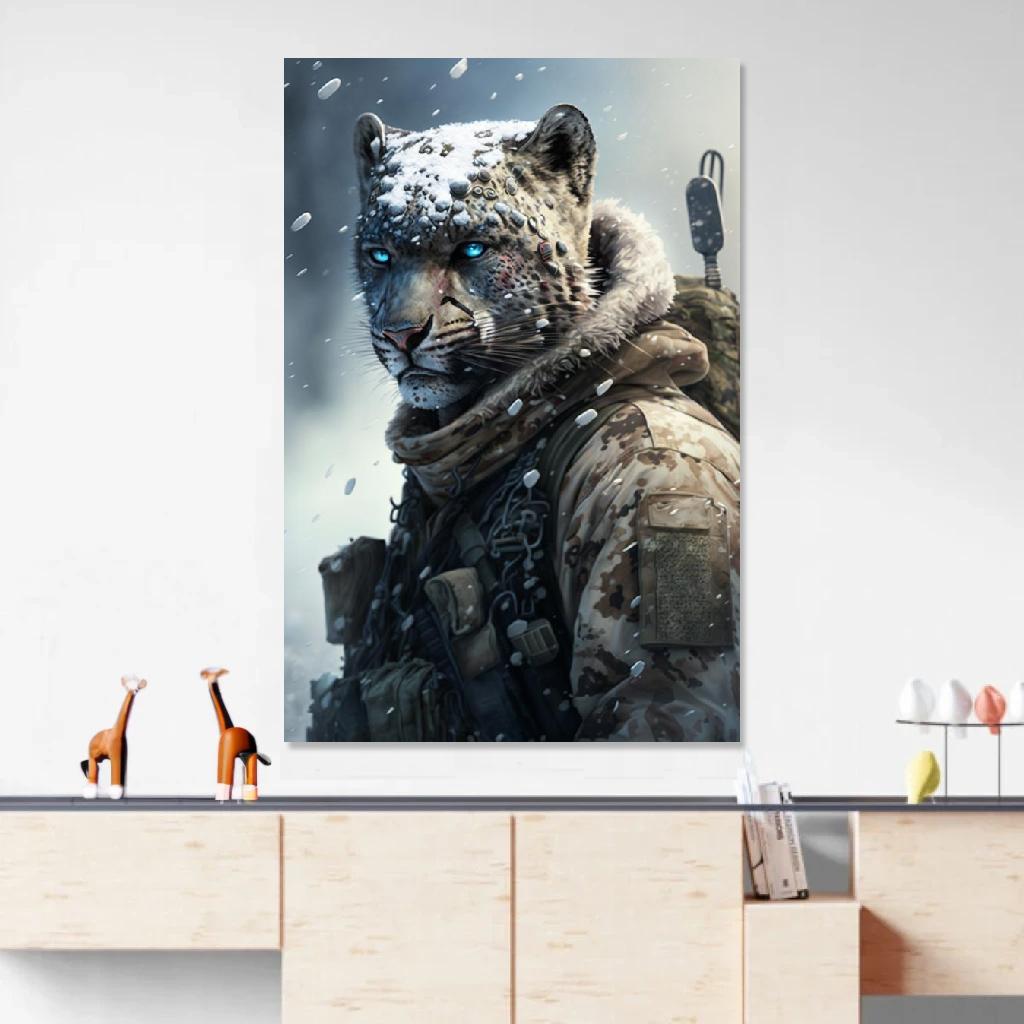 Picture of Snow leopard Soldier au dessus d'un meuble bas
