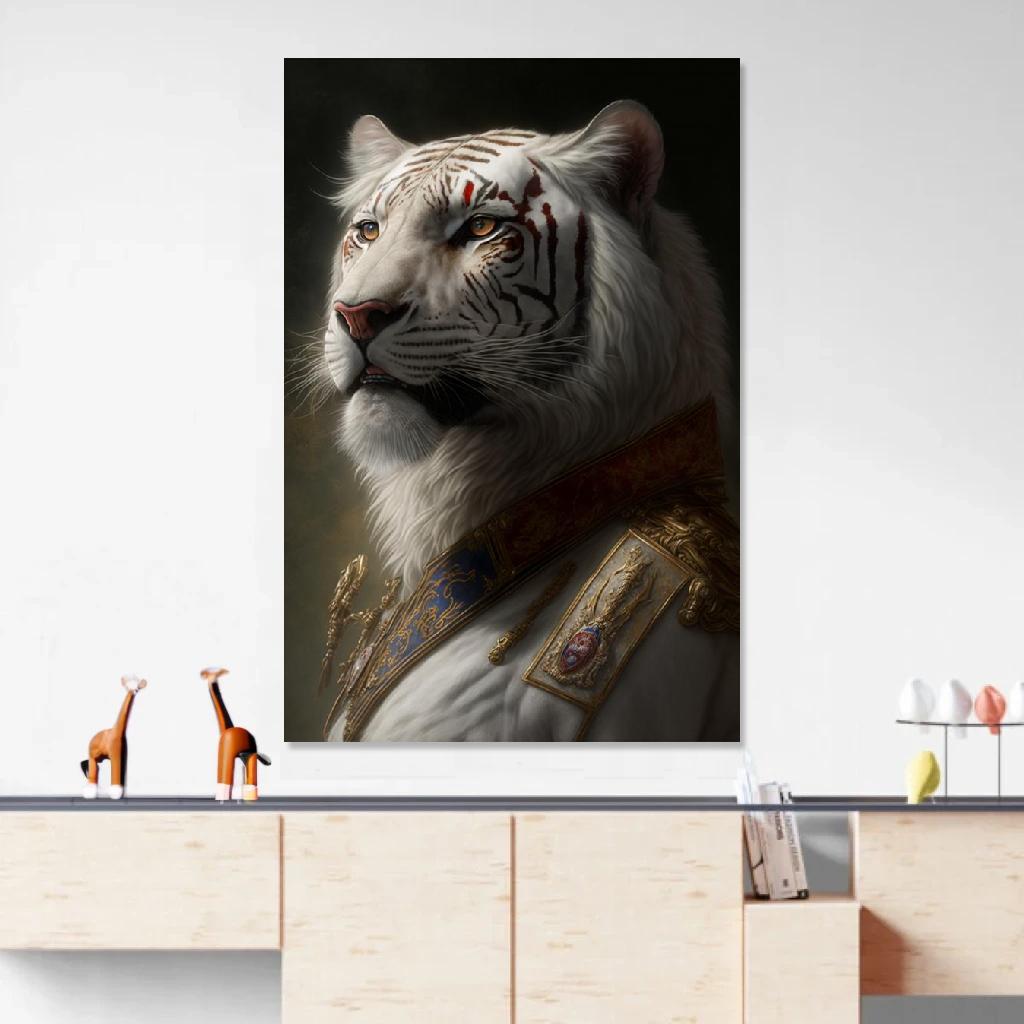 Picture of White tiger Soldat Of Napoleon au dessus d'un meuble bas