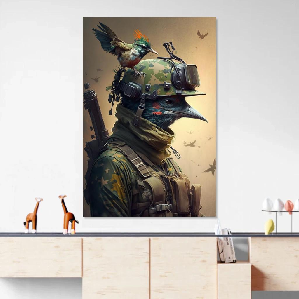 Picture of Humming-bird Soldier au dessus d'un meuble bas