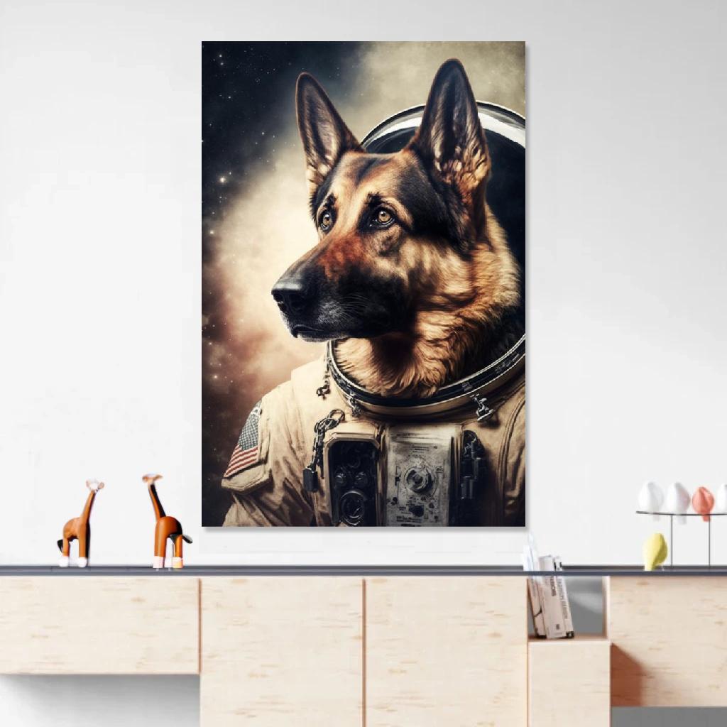 Picture of German shepherd Astronaut au dessus d'un meuble bas