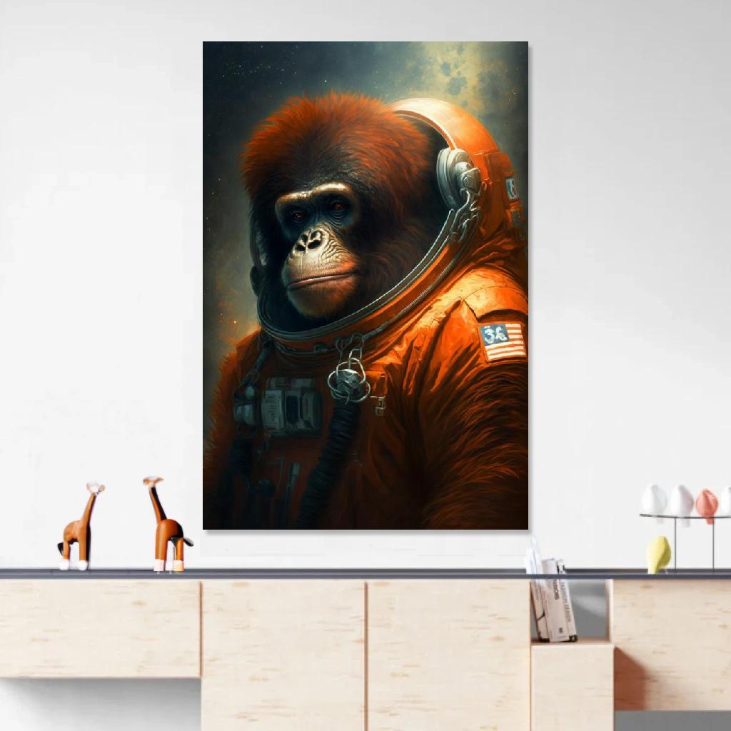 Picture of Orangutan Astronaut au dessus d'un meuble bas