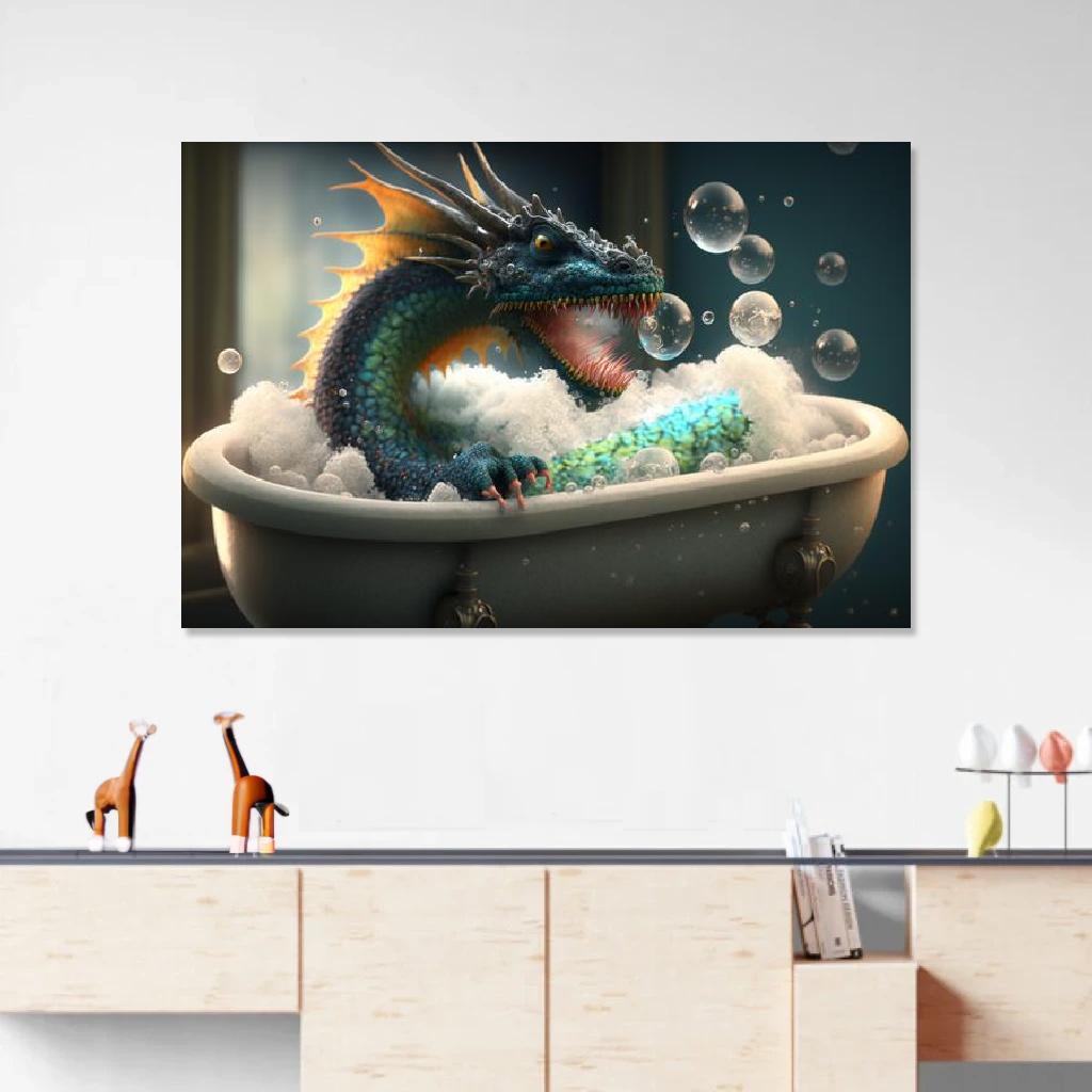 Picture of Dragon In Bathtub au dessus d'un meuble bas