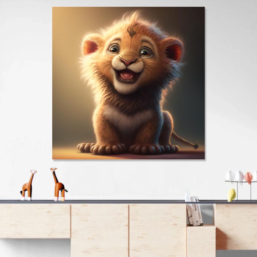 Picture of Lion Baby au dessus d'un meuble bas