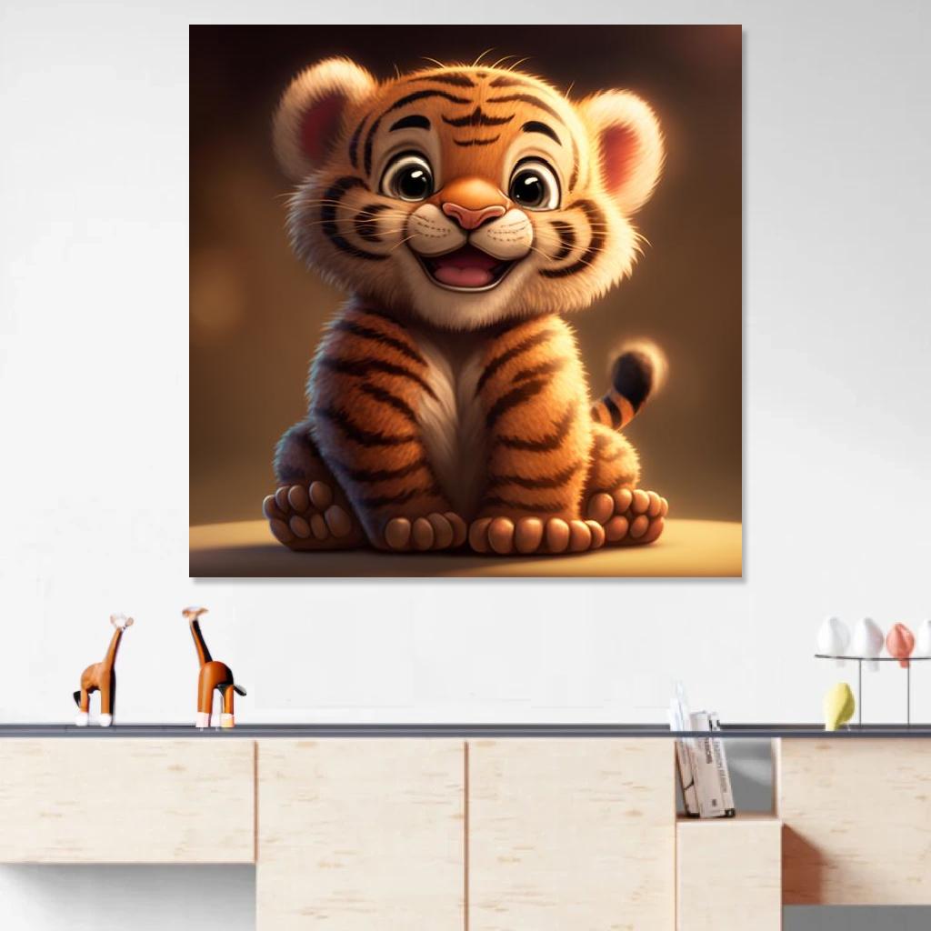 Picture of Tiger Baby au dessus d'un meuble bas
