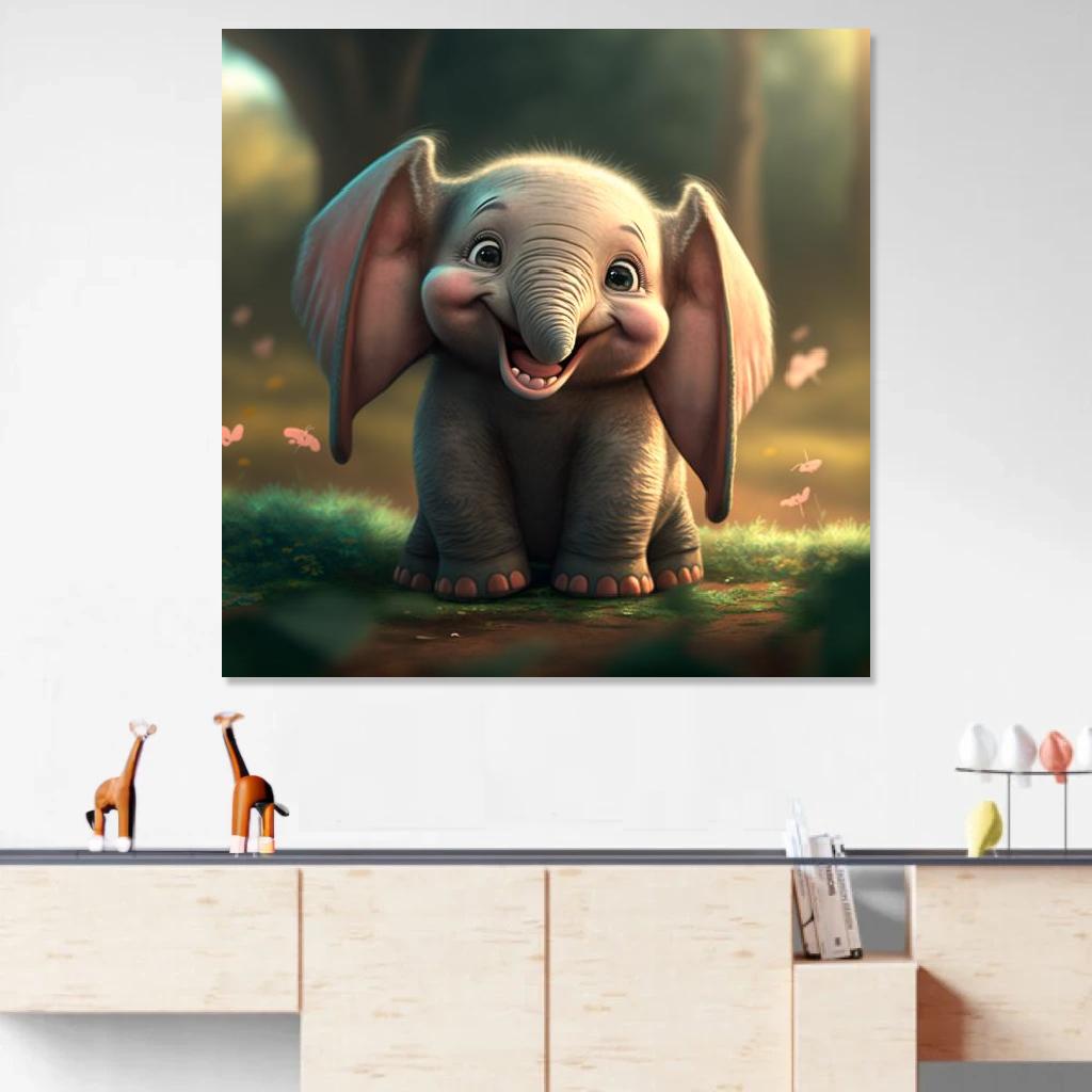 Picture of Elephant Baby au dessus d'un meuble bas