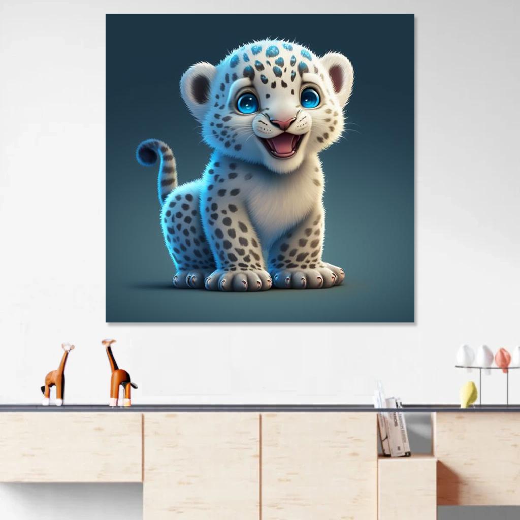 Picture of Snow leopard Baby au dessus d'un meuble bas