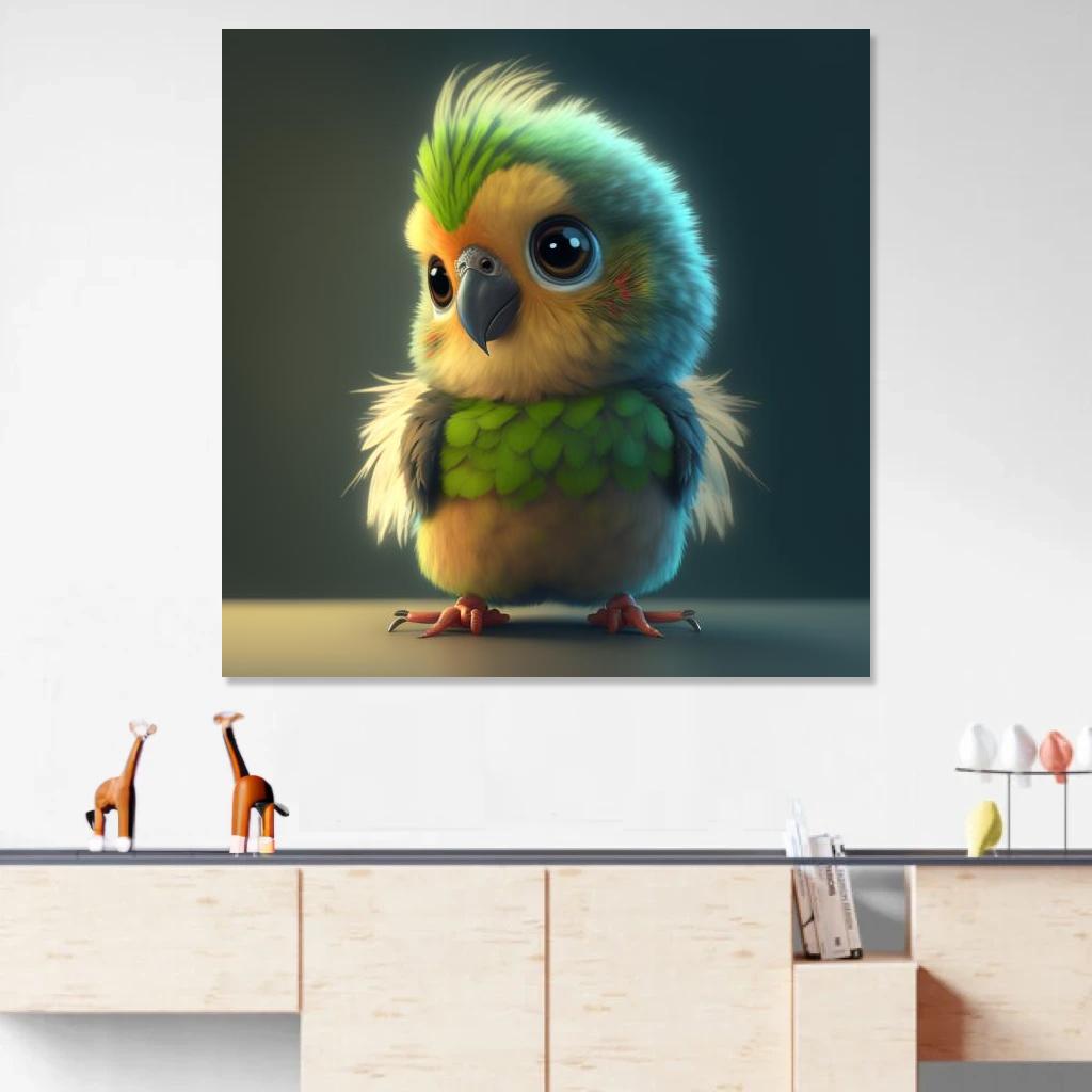 Picture of Parrot Baby au dessus d'un meuble bas