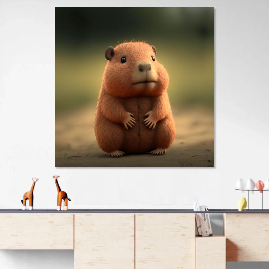 Picture of Capybara Baby au dessus d'un meuble bas