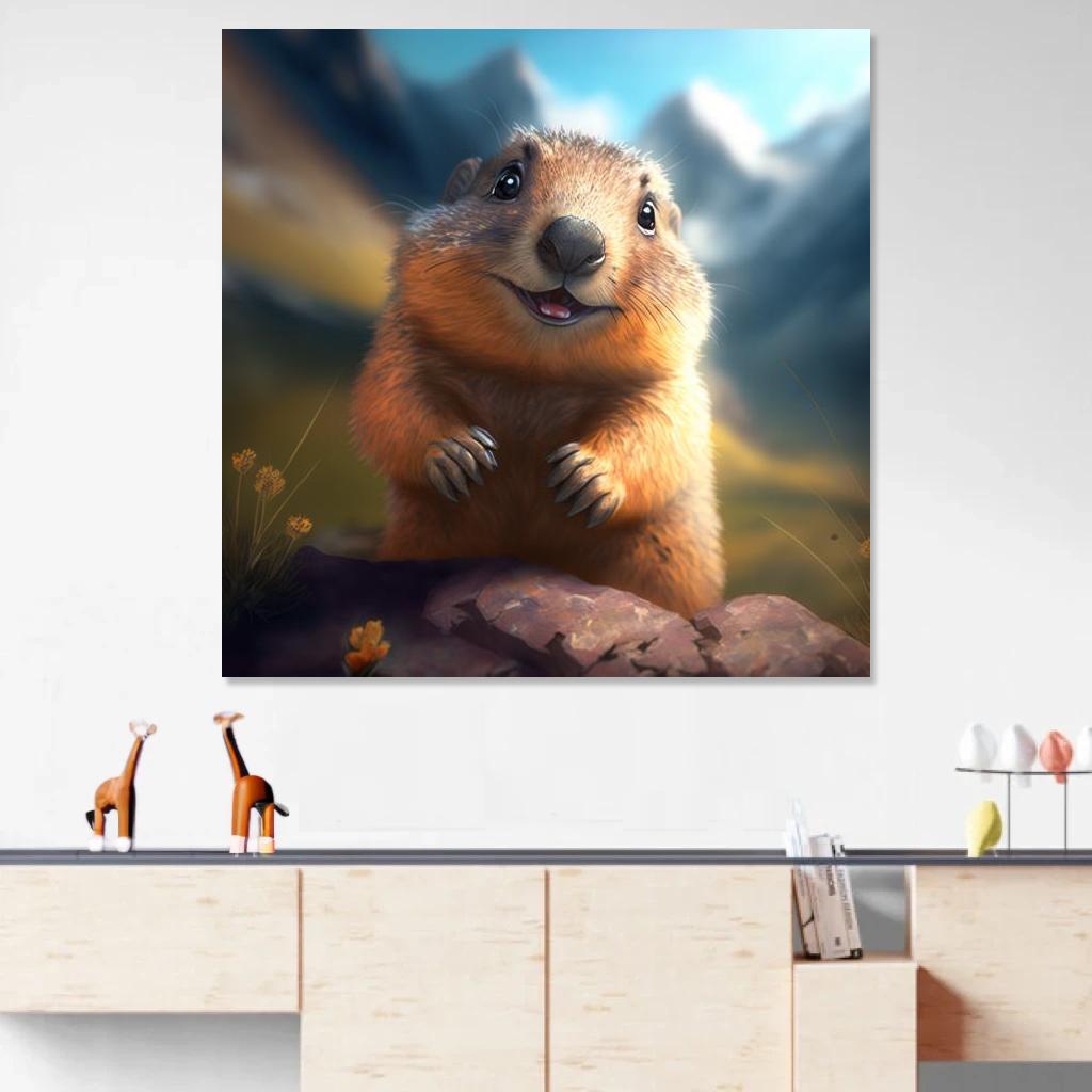 Picture of Marmot Baby au dessus d'un meuble bas