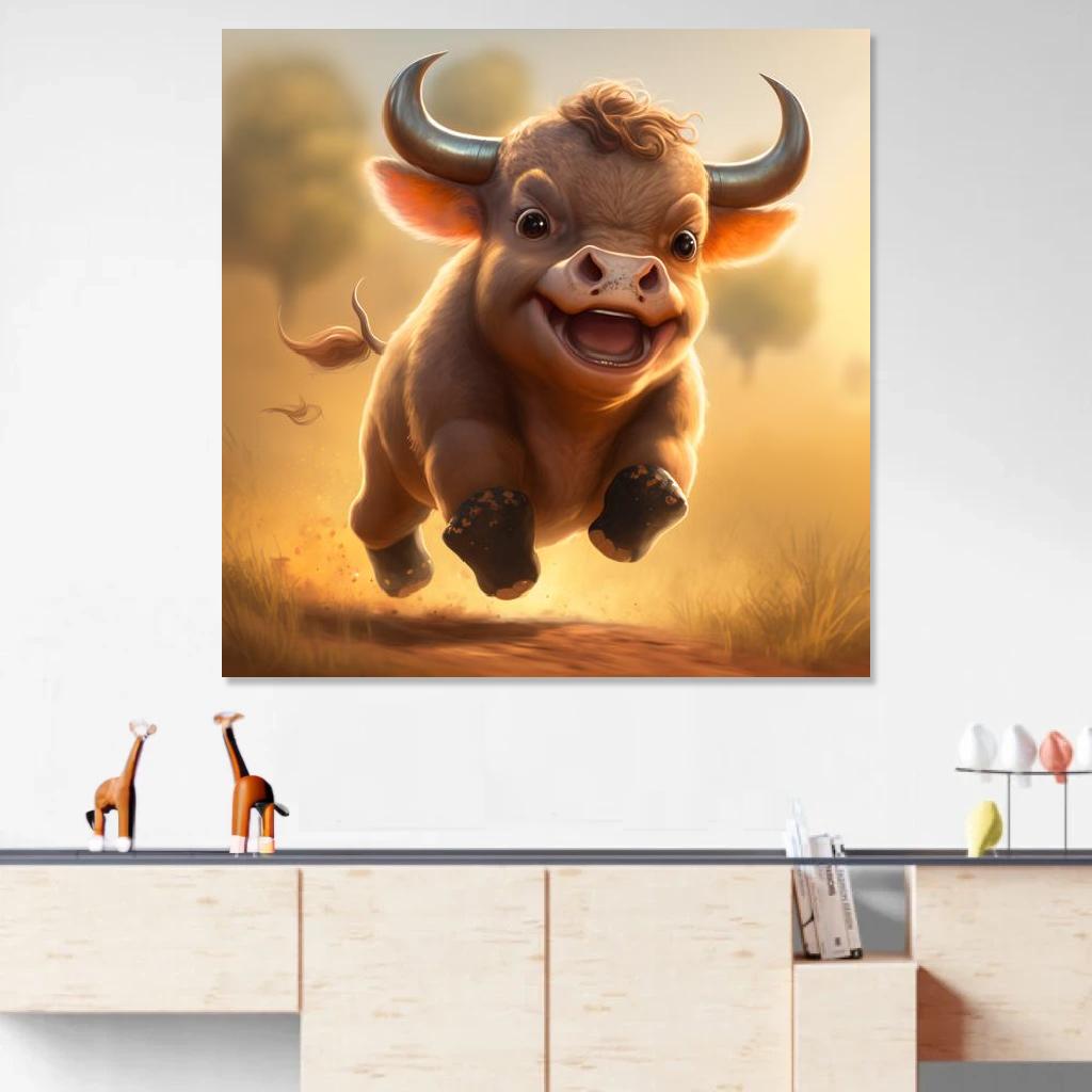 Picture of Bull Baby au dessus d'un meuble bas