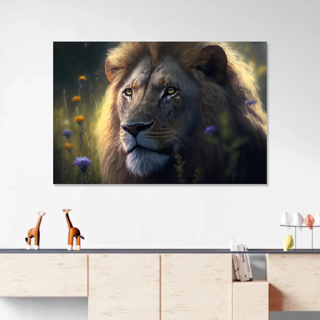Picture of Lion In Its Natural Environment au dessus d'un meuble bas
