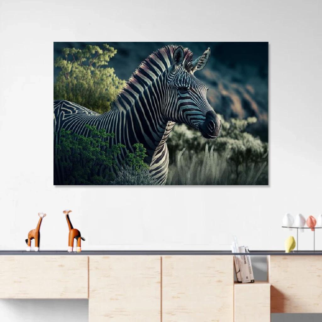 Picture of Zebra In Its Natural Environment au dessus d'un meuble bas
