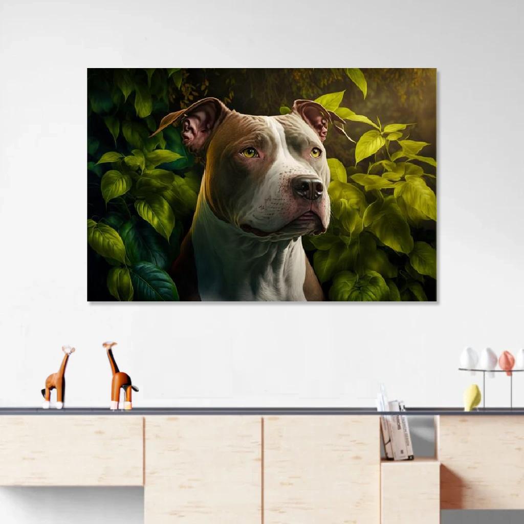 Picture of Pit bull In Its Natural Environment au dessus d'un meuble bas