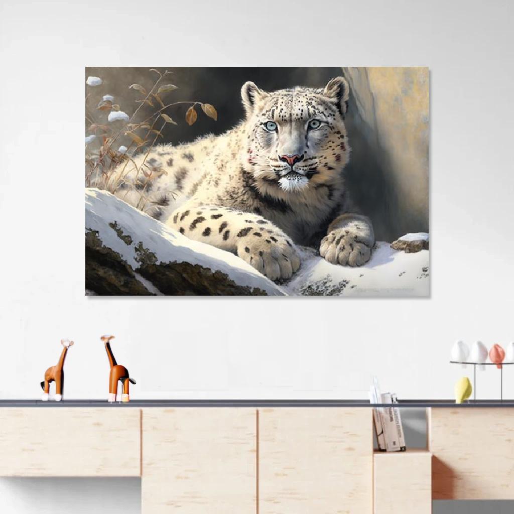 Picture of Snow leopard In Its Natural Environment au dessus d'un meuble bas