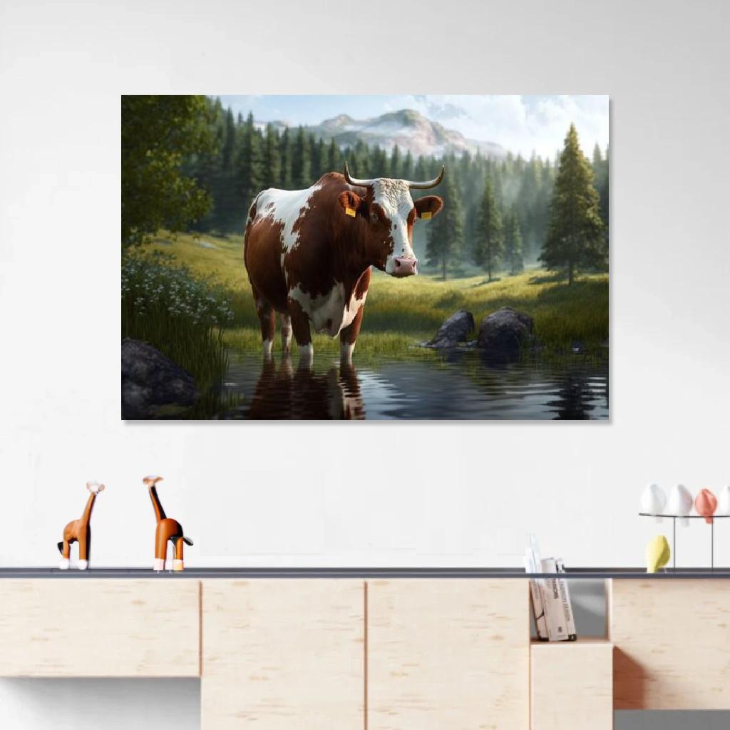 Picture of Cow In Its Natural Environment au dessus d'un meuble bas