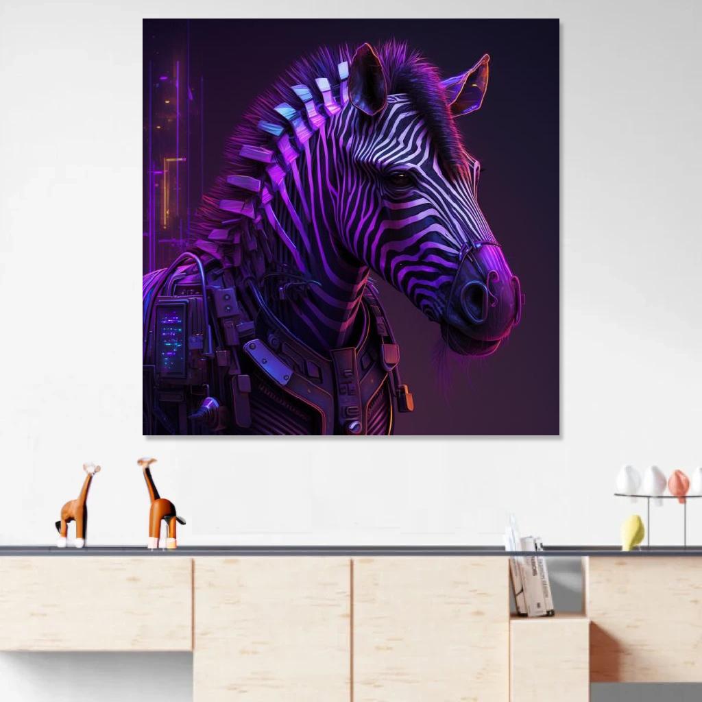 Picture of Zebra Synthwave au dessus d'un meuble bas