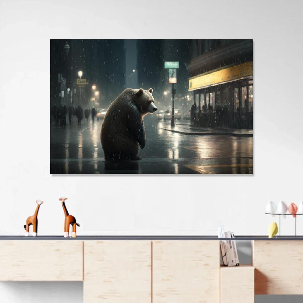 Picture of Bear Rainy Night au dessus d'un meuble bas