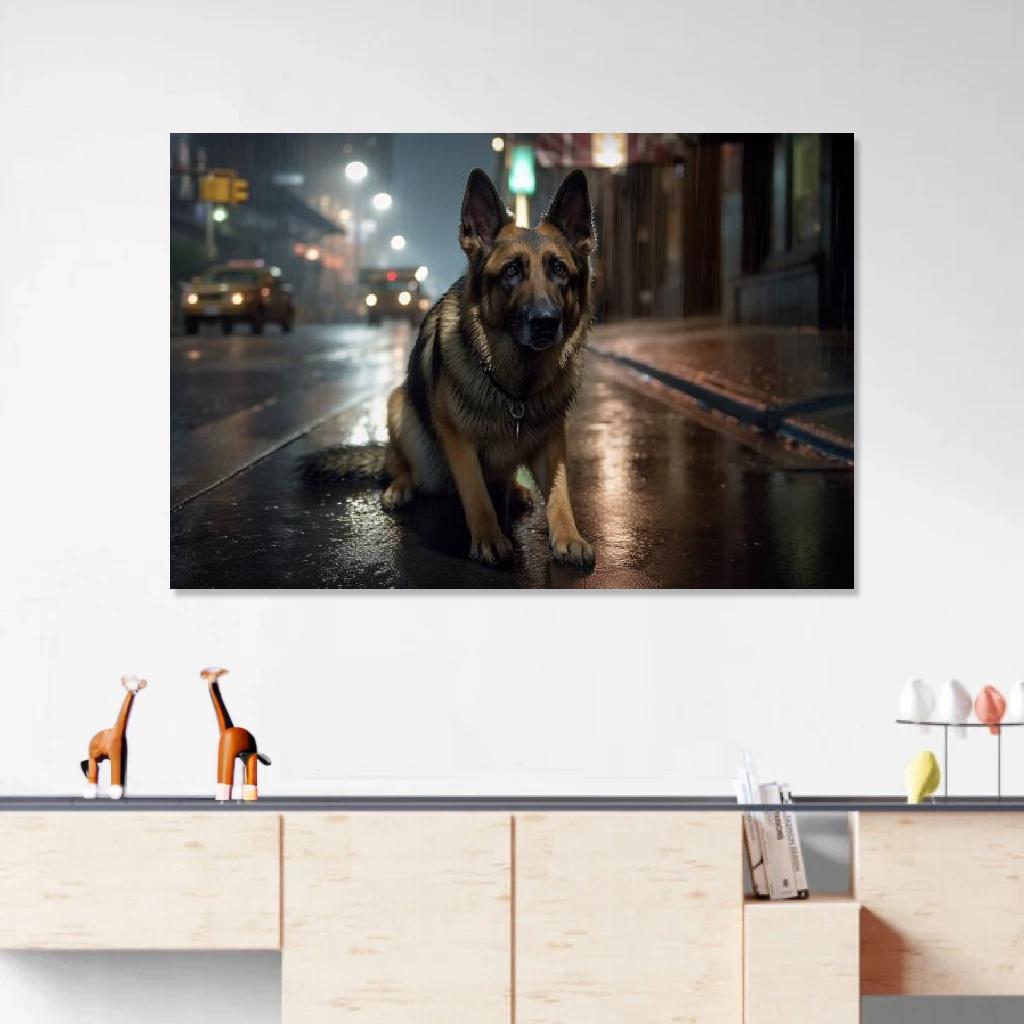 Picture of German shepherd Rainy Night au dessus d'un meuble bas