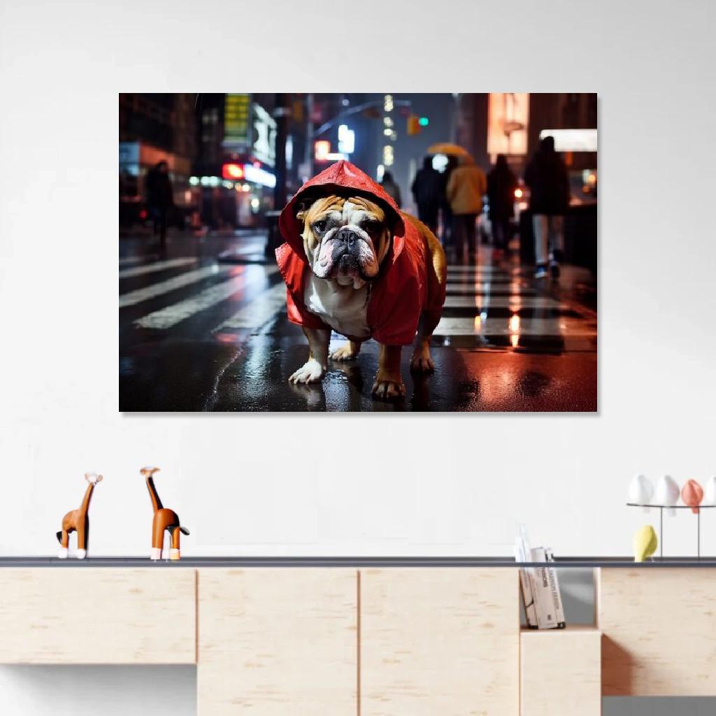 Picture of Bulldog Rainy Night au dessus d'un meuble bas