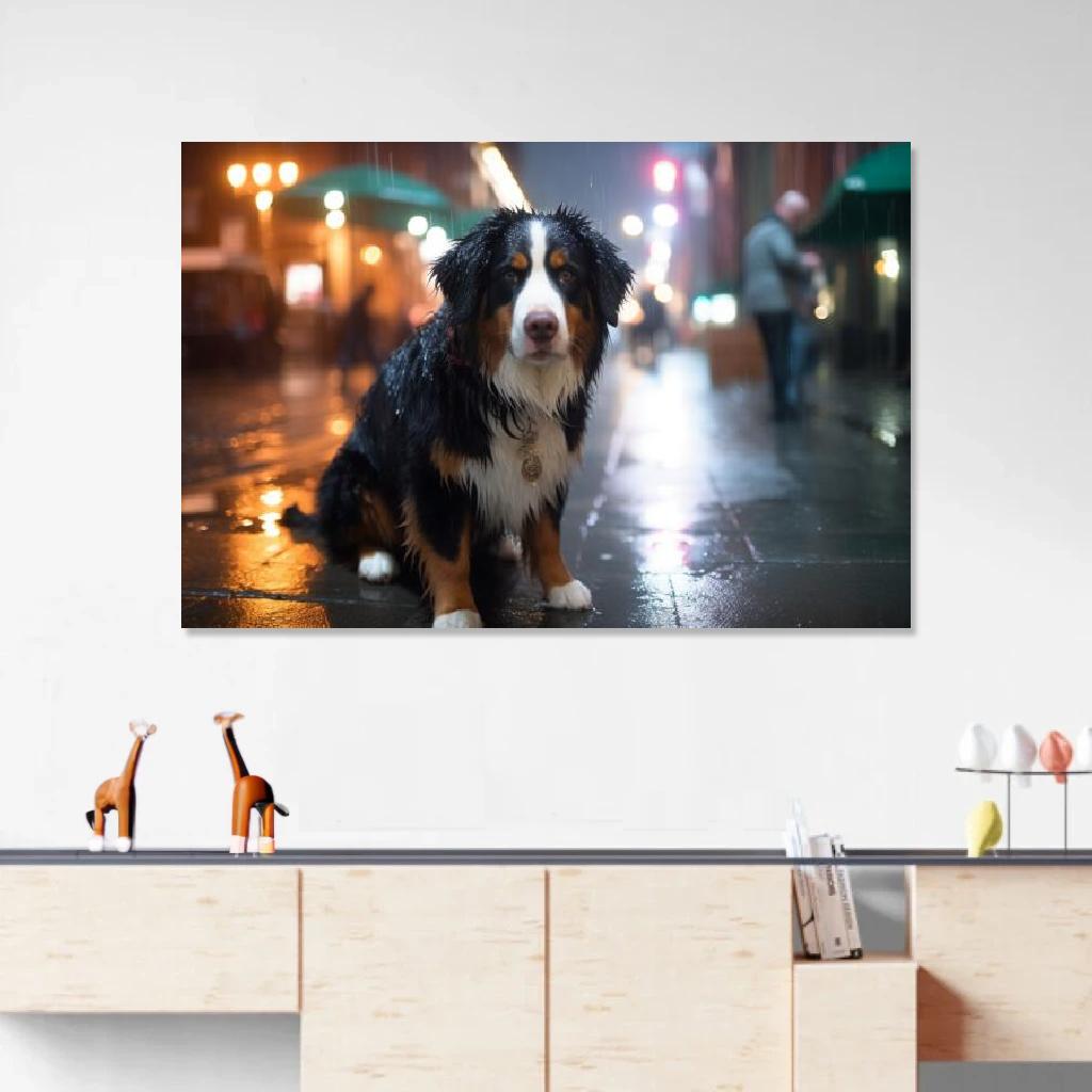 Picture of Bernese mountain dog Rainy Night au dessus d'un meuble bas