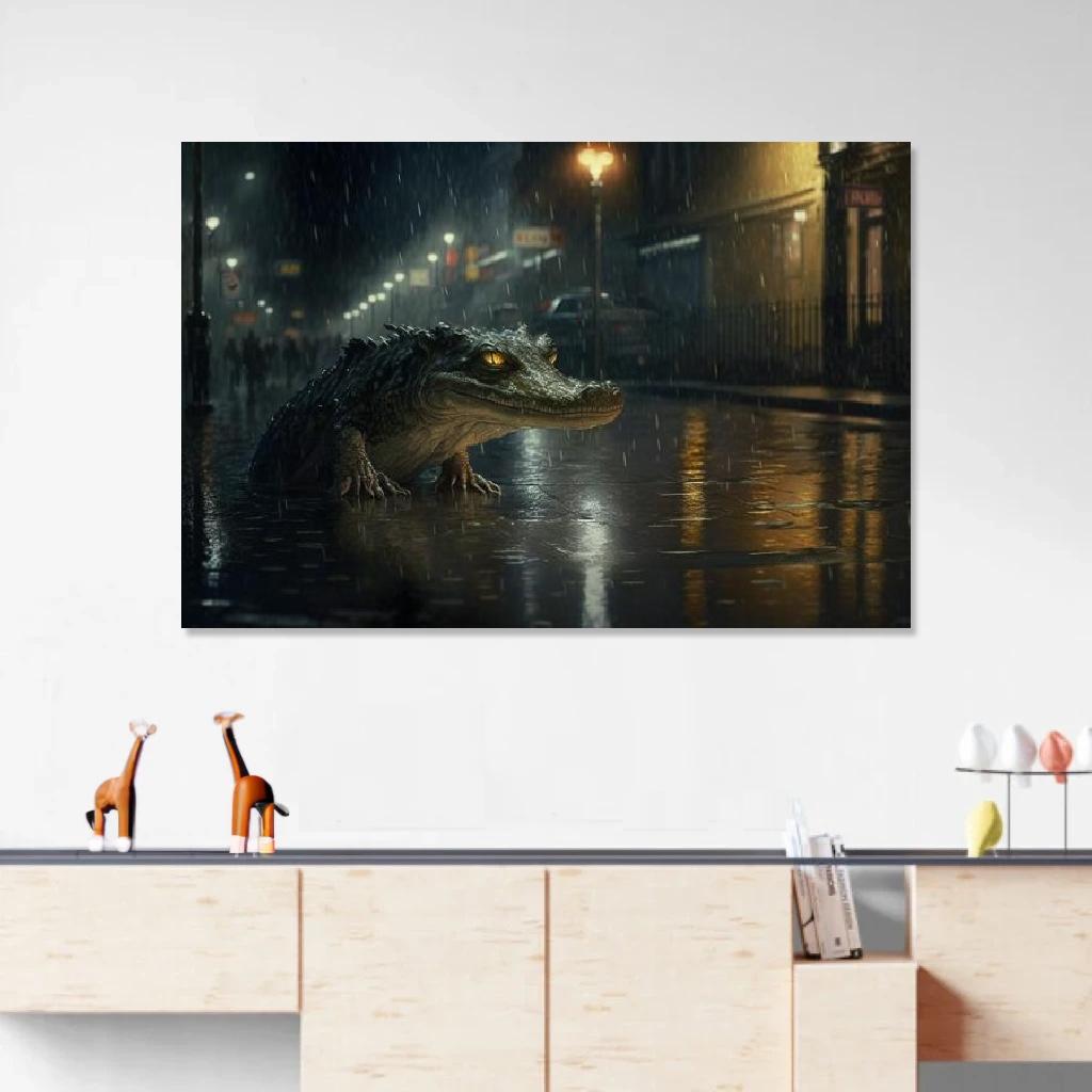 Picture of Crocodile Rainy Night au dessus d'un meuble bas