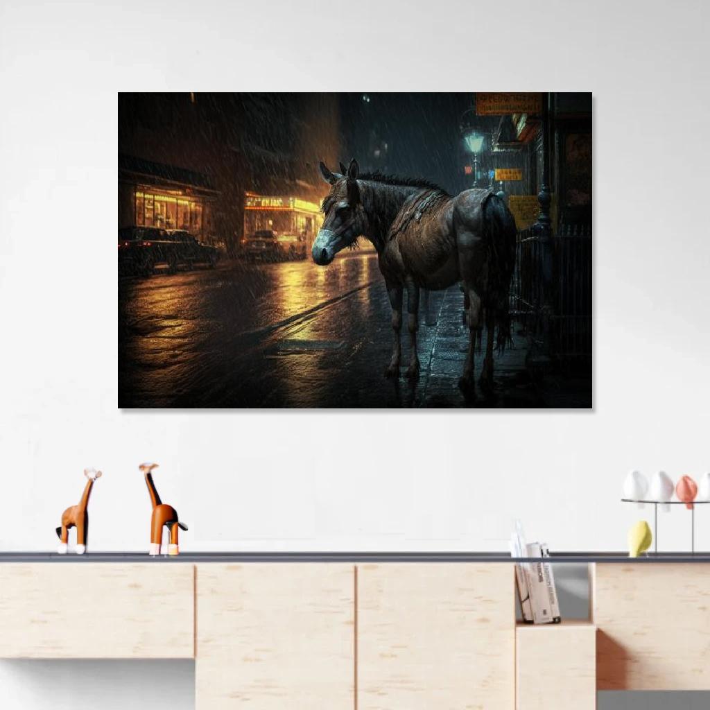 Picture of Donkey Rainy Night au dessus d'un meuble bas