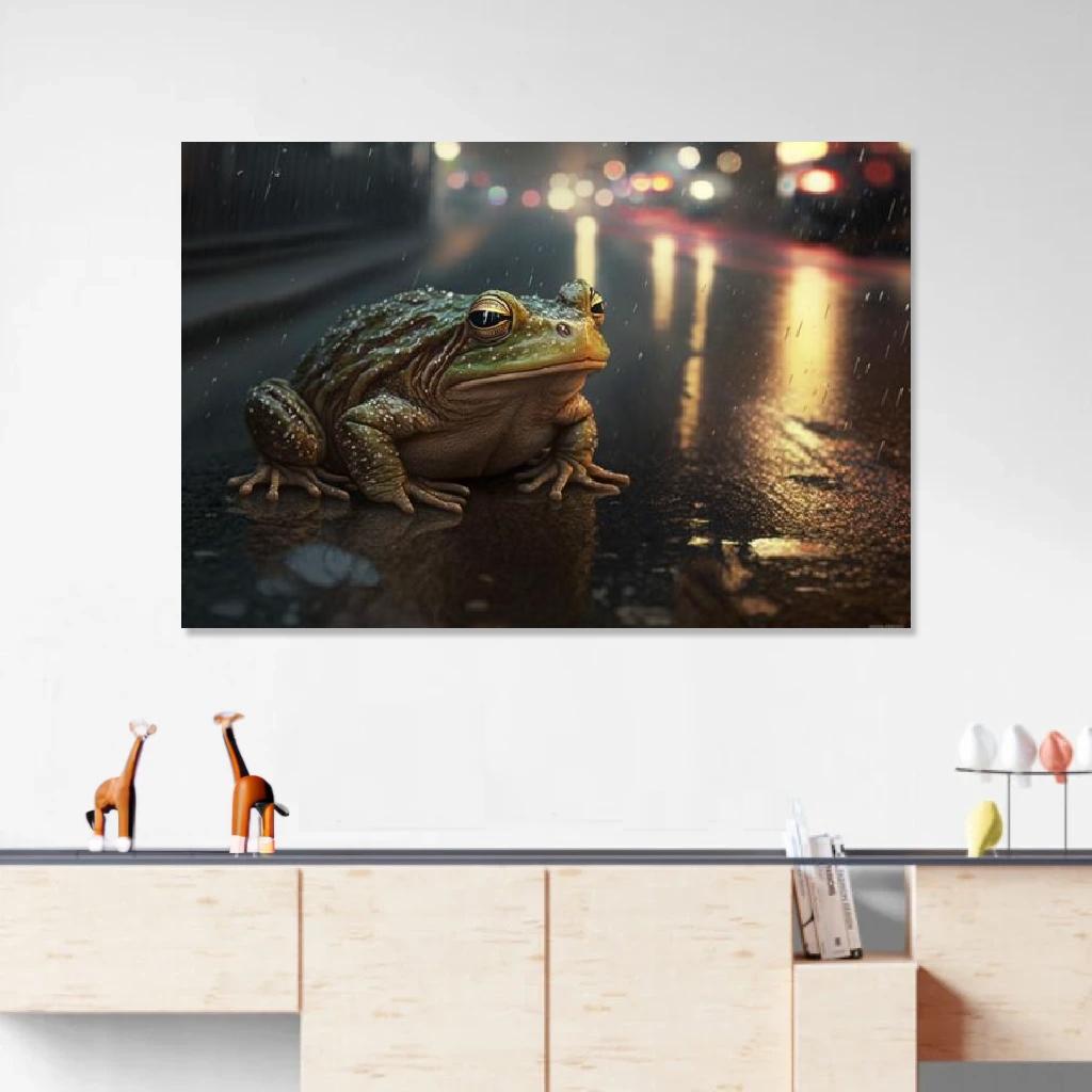 Picture of Frog Rainy Night au dessus d'un meuble bas