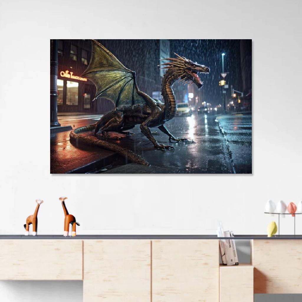 Picture of Dragon Rainy Night au dessus d'un meuble bas