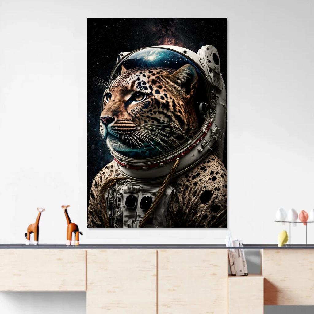 Picture of Leopard Astronaut au dessus d'un meuble bas
