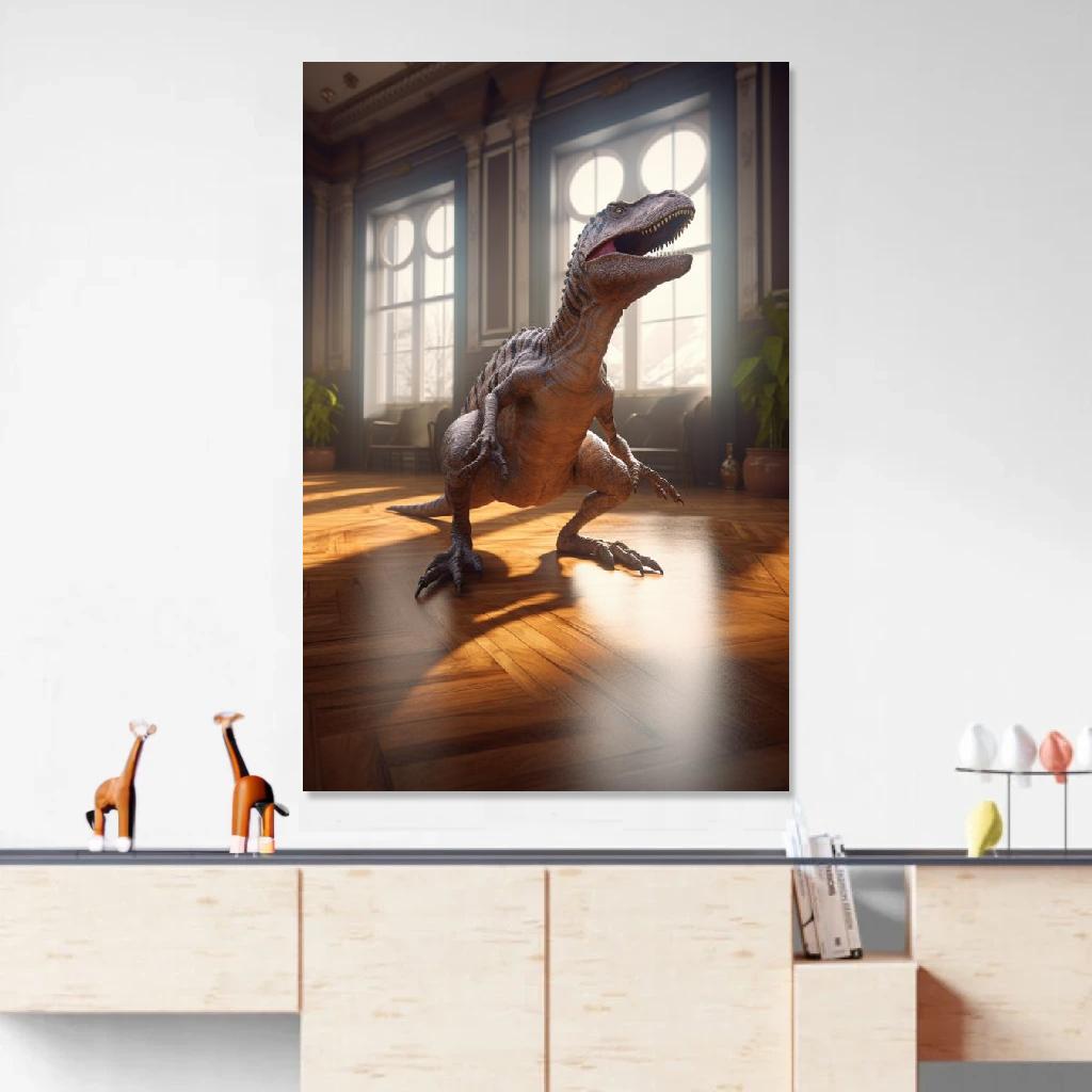 Picture of Dinosaur Yoga au dessus d'un meuble bas