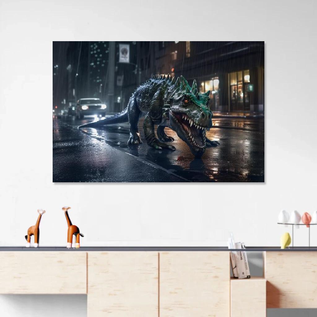 Picture of Dinosaur Rainy Night au dessus d'un meuble bas