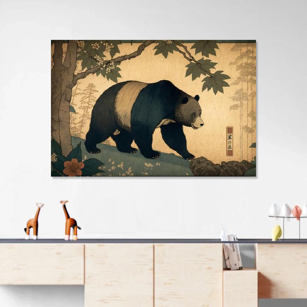Picture of Bear Ukiyo-e au dessus d'un meuble bas