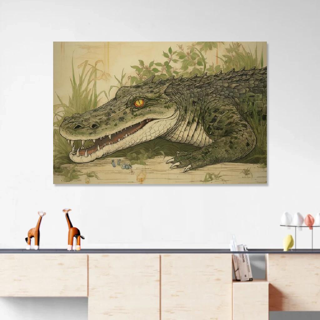 Picture of Crocodile Ukiyo-e au dessus d'un meuble bas
