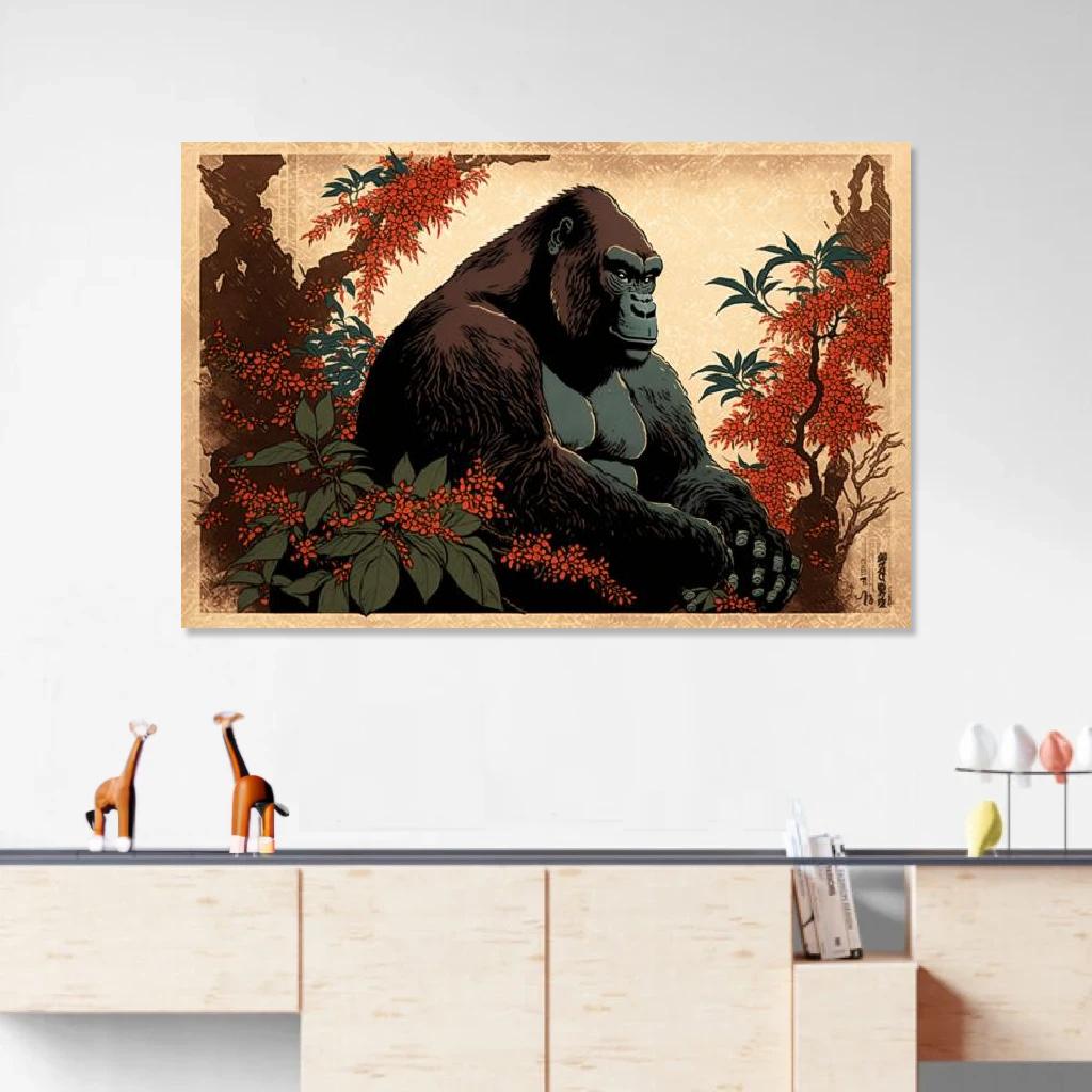Picture of Gorilla Ukiyo-e au dessus d'un meuble bas