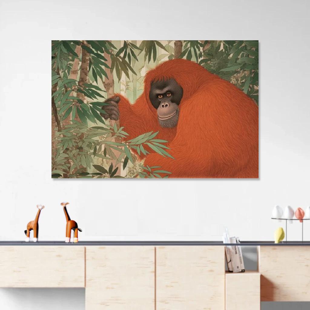 Picture of Orangutan Ukiyo-e au dessus d'un meuble bas