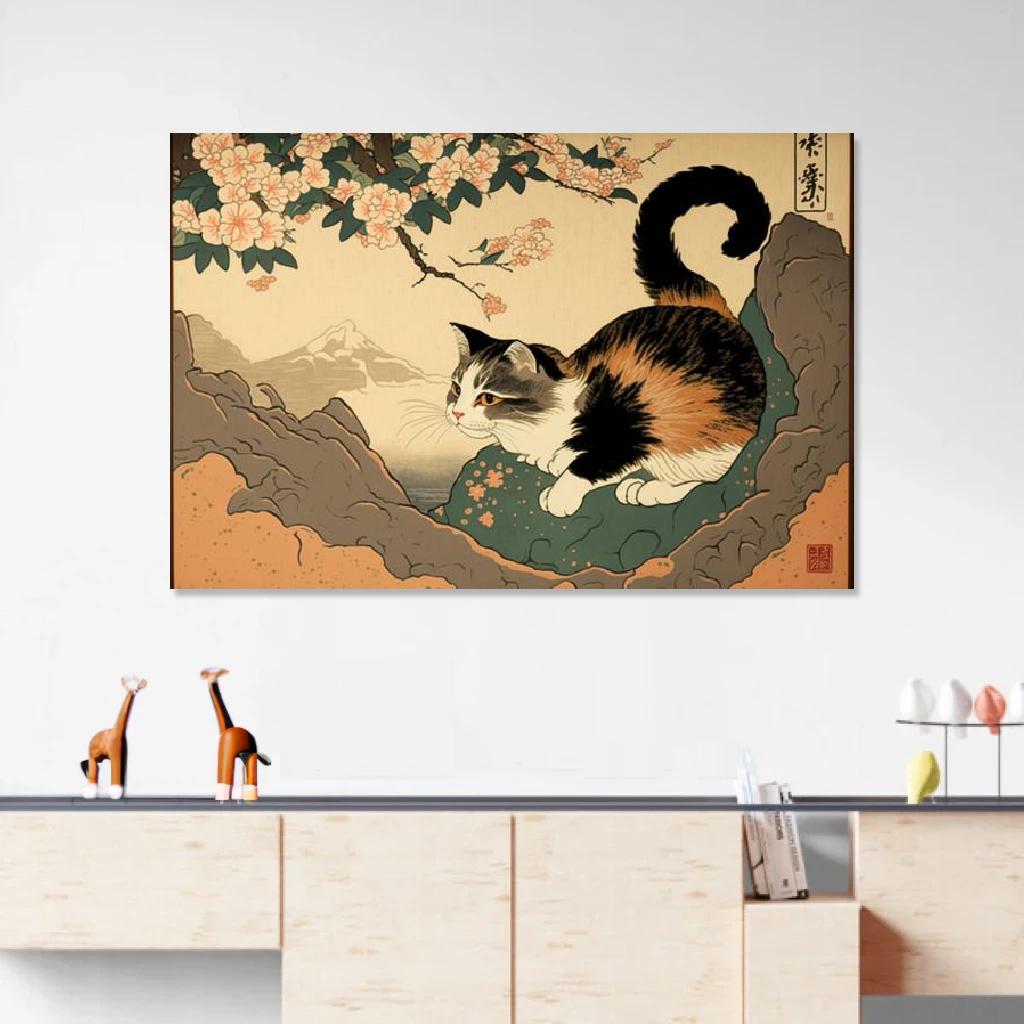 Picture of Cat Ukiyo-e au dessus d'un meuble bas