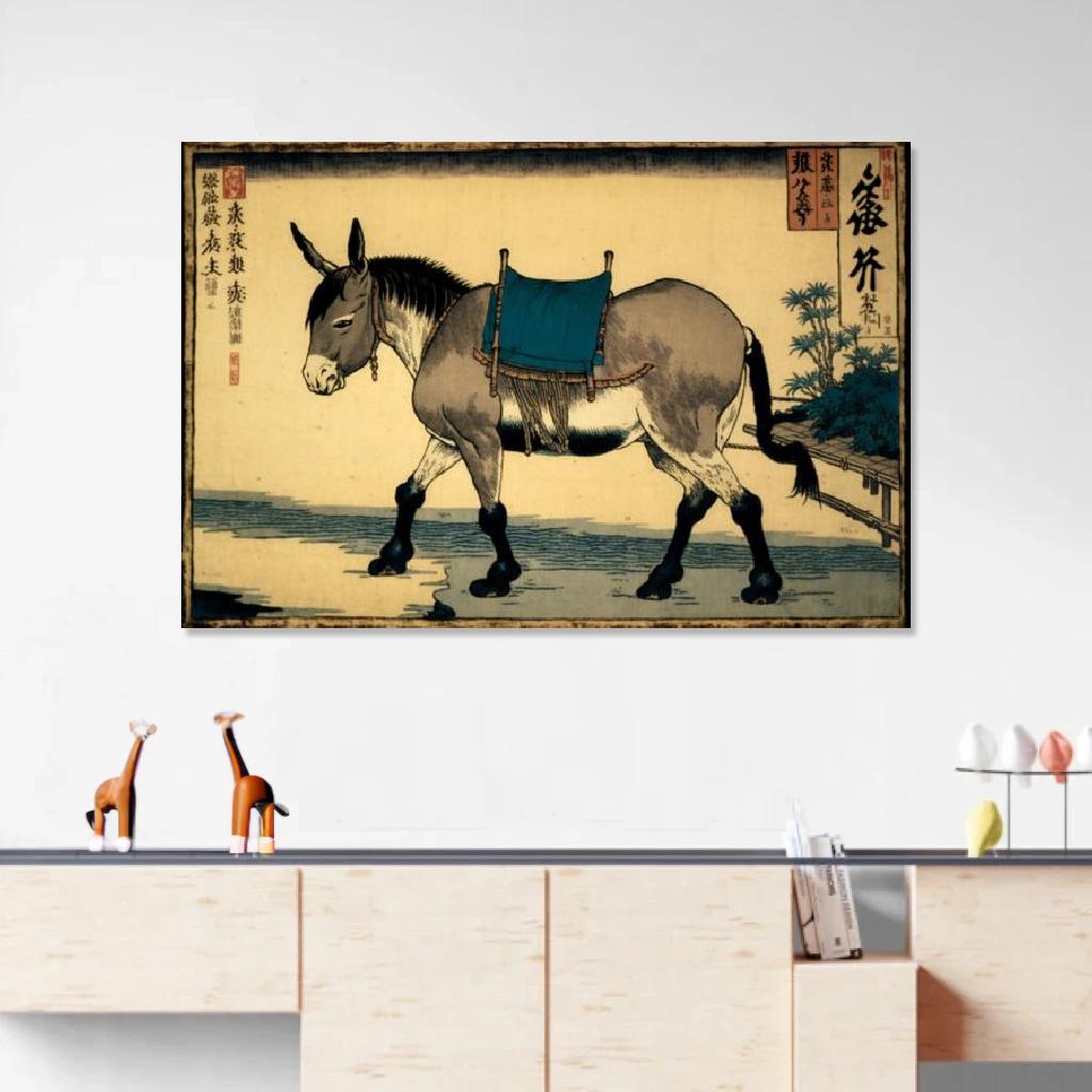Picture of Donkey Ukiyo-e au dessus d'un meuble bas